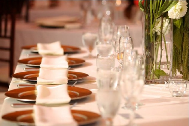 Table setting with linen and glassware